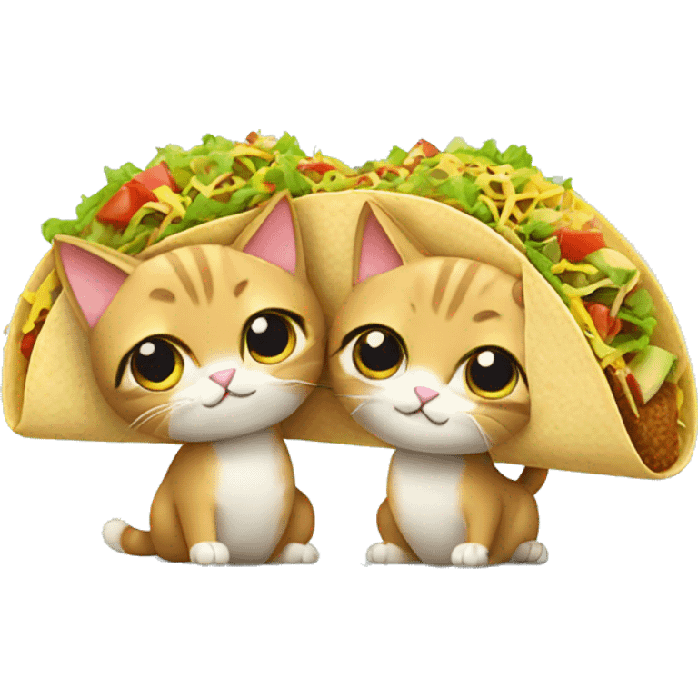 two cute cats sharing a taco  emoji