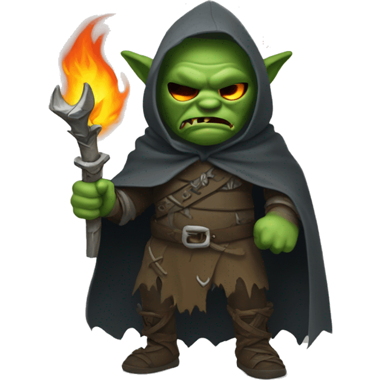 Orc weapon spirit with ghostly weapons, cloak with burning eyes, Halloween theme, emoji emoji