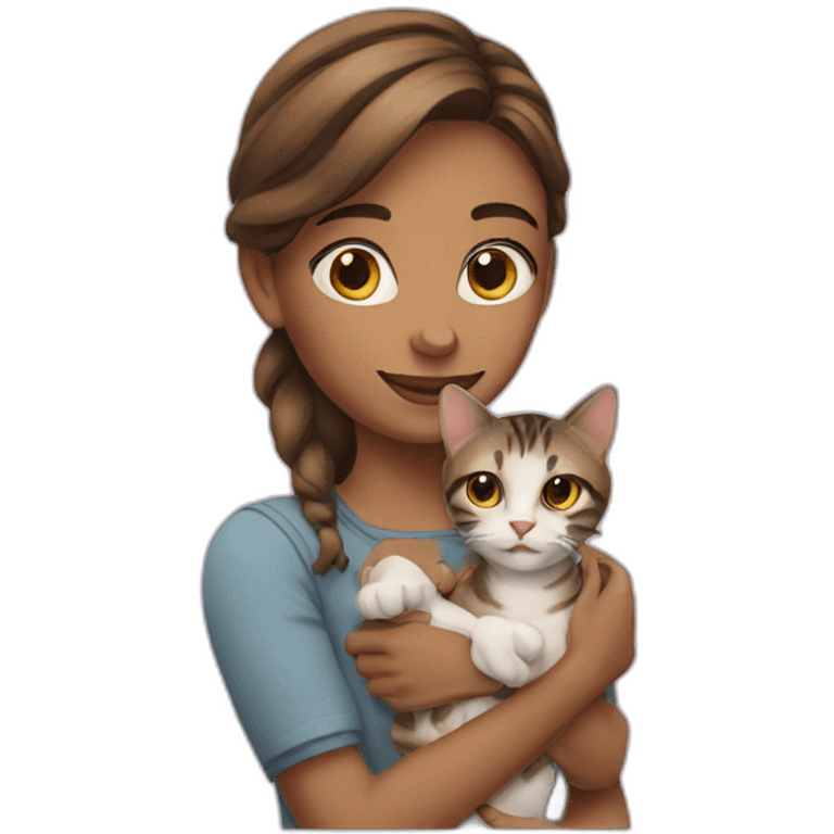 girl with tabby cat emoji