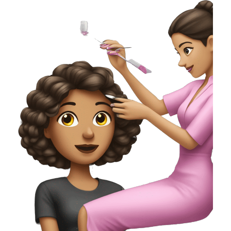 Brunette Girl getting a manicure at nail salon emoji