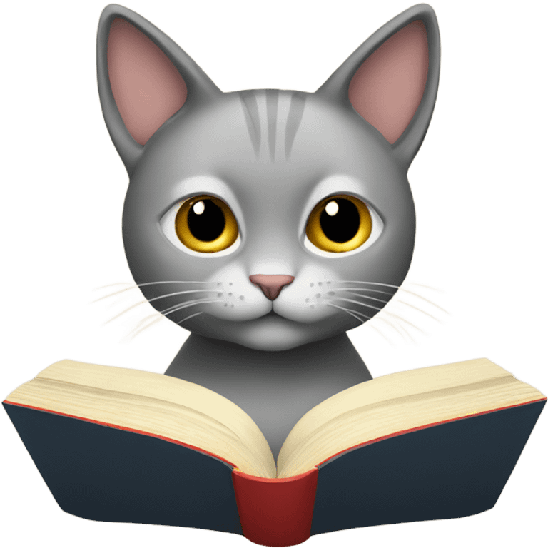 Cat reading book emoji