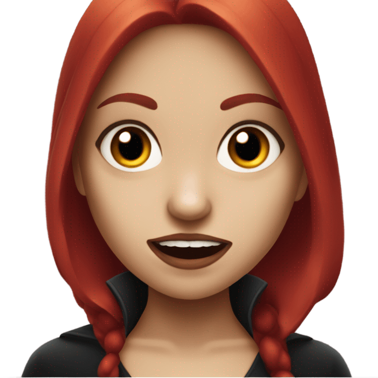 vampire girl with red hair and fangs emoji