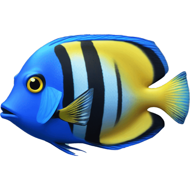 a marine fish named Blue Tang Fish focus on its coloration emoji