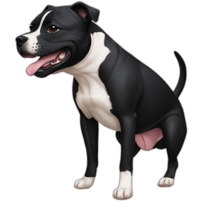 Black Staffordshire bull terrier slipping emoji