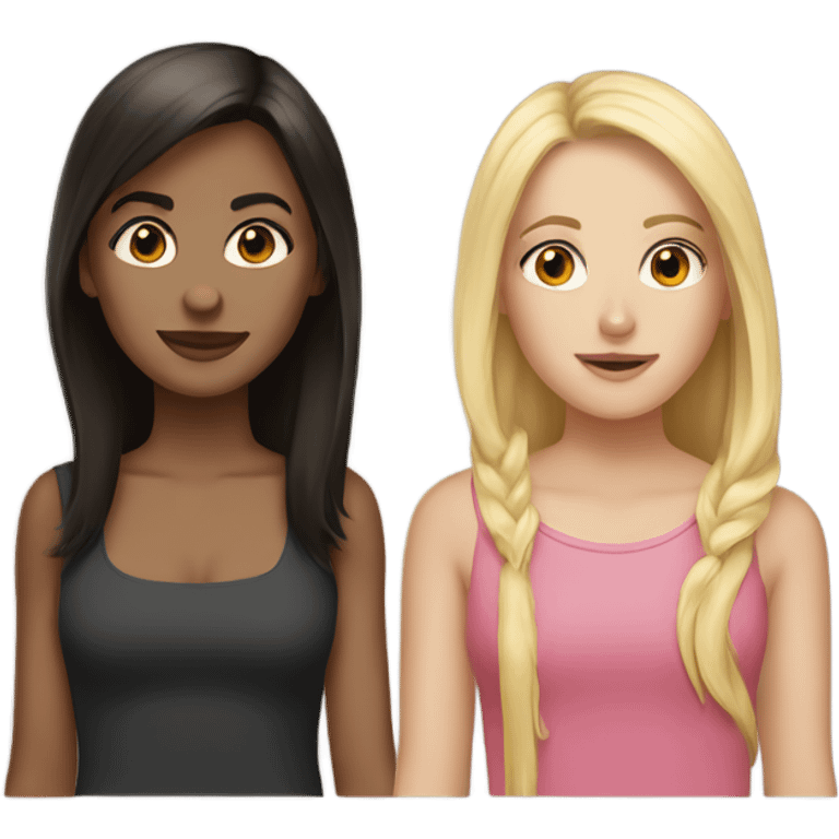 tall brunette girl and short blonde girl emoji