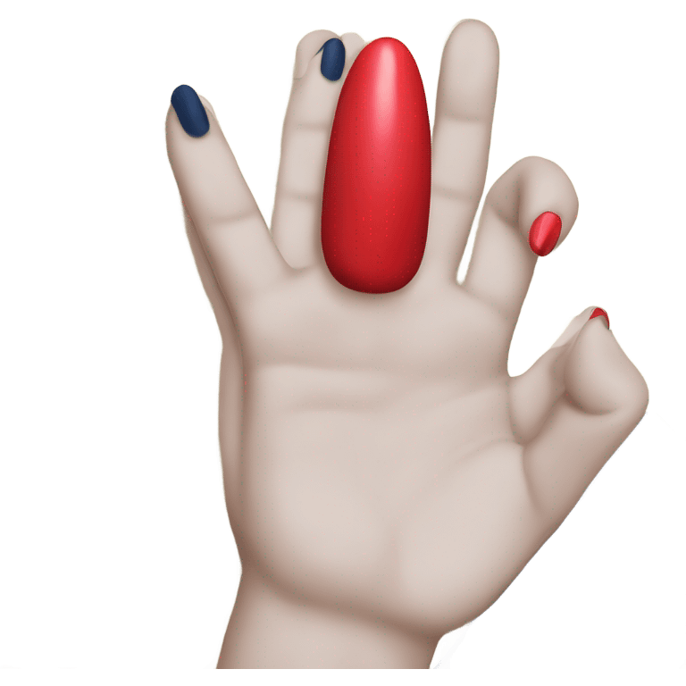 
a hand with a red manicure lies on top of a dark blue diary emoji