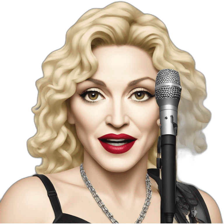 pop singer madonna wearing a wireless microphone emoji