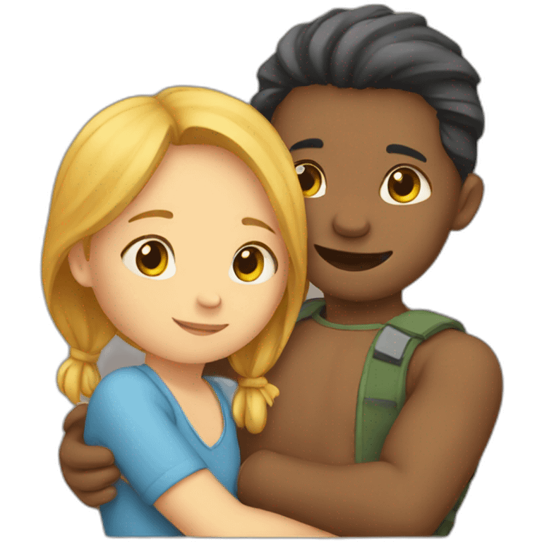 Boy and girl cuddling emoji