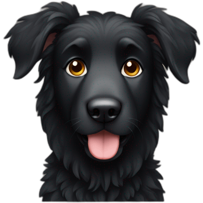 black sheepdog standing ears emoji