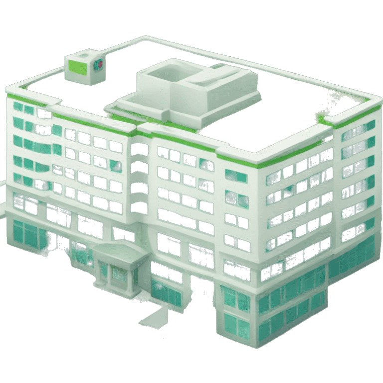 Hospital building with green datails emoji