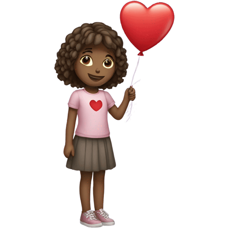 Girl with a heart balloon emoji