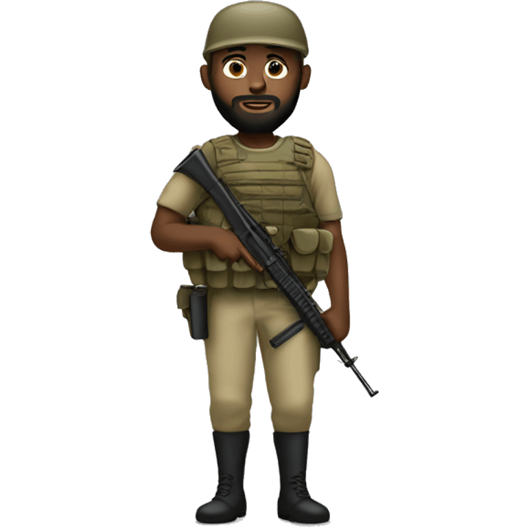 soldier black man with beard rifle standing emoji