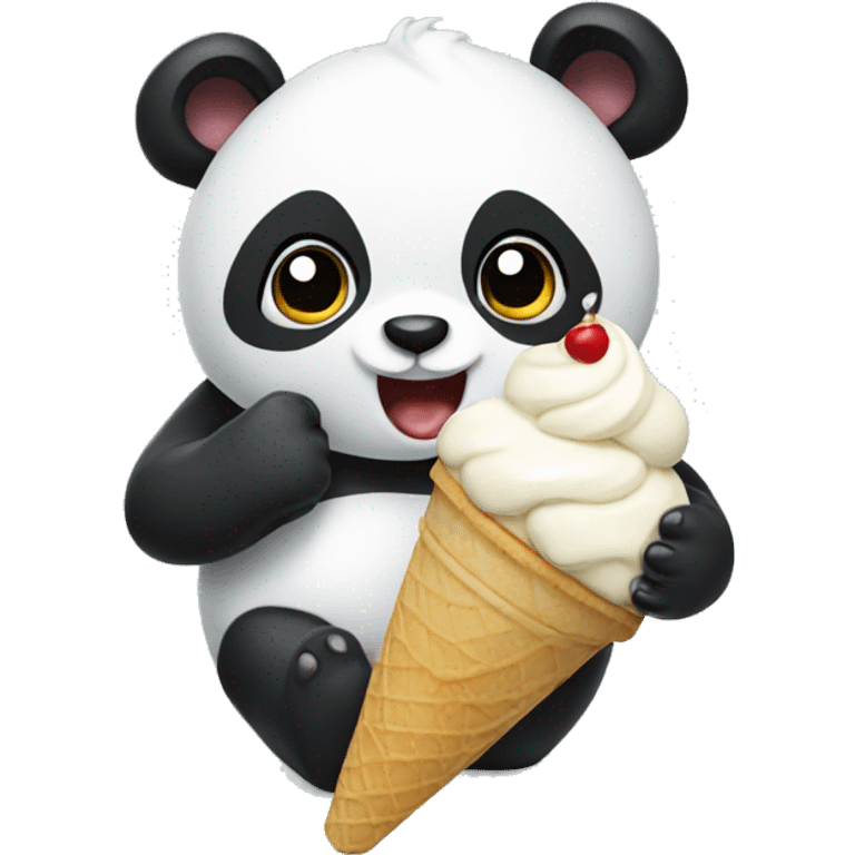 Panda eating ice cream emoji