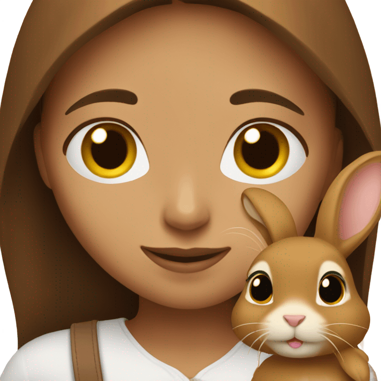 Girl with brown rabbit  indoors emoji