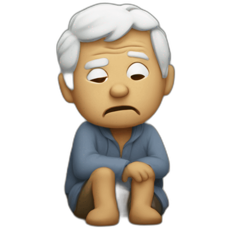 an old sad man pukes into a valley emoji