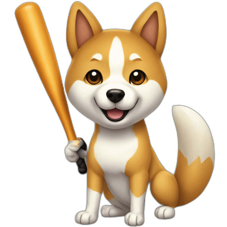 baseball player shiba-with-baseball-bat emoji