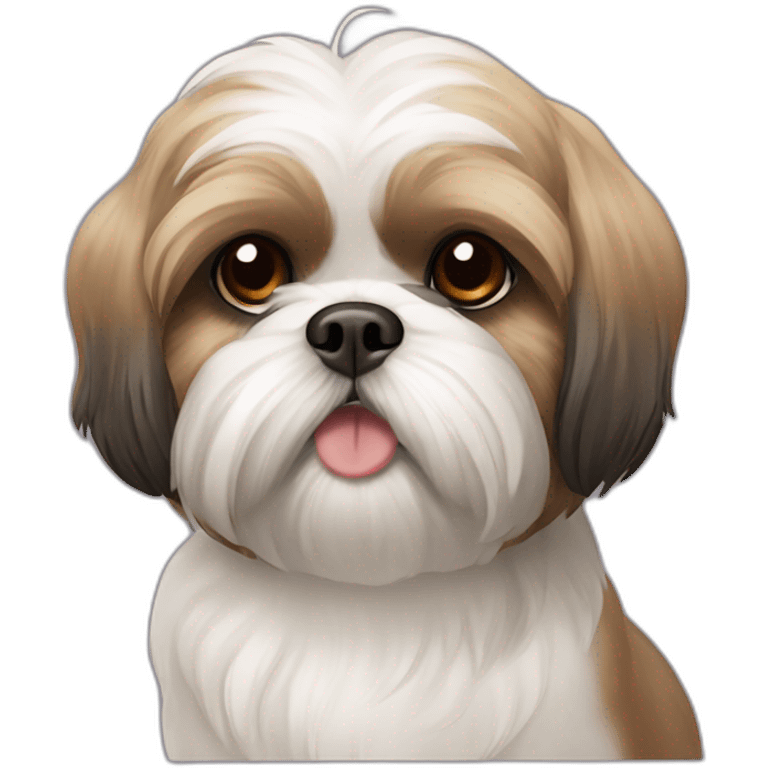 perro shih tzu; pensando, con imagen de pensar emoji