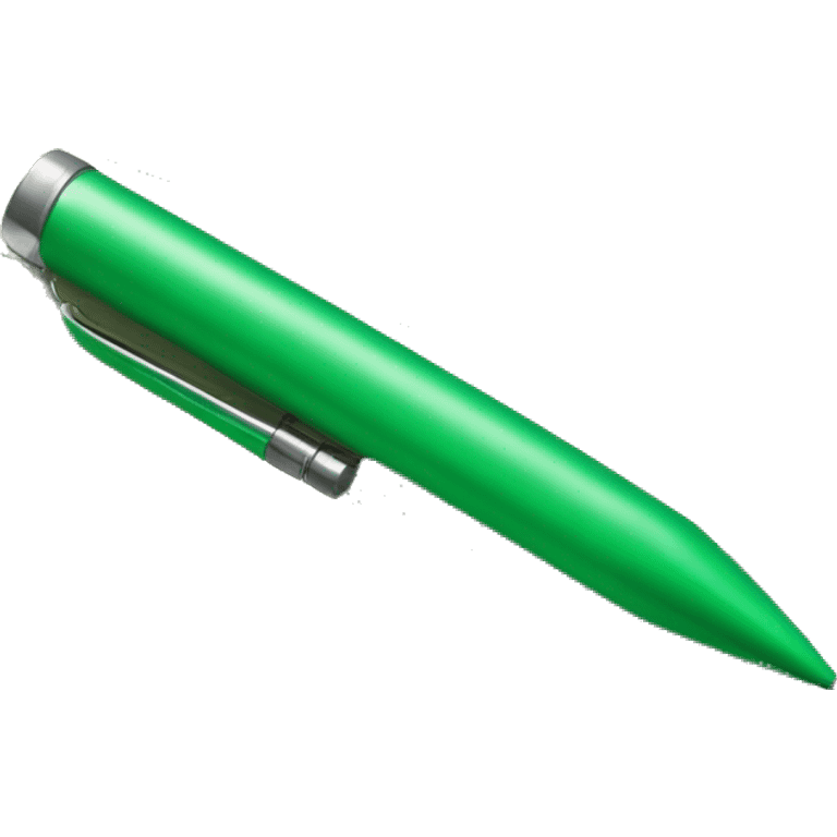 A chrome pen and a green notepad emoji