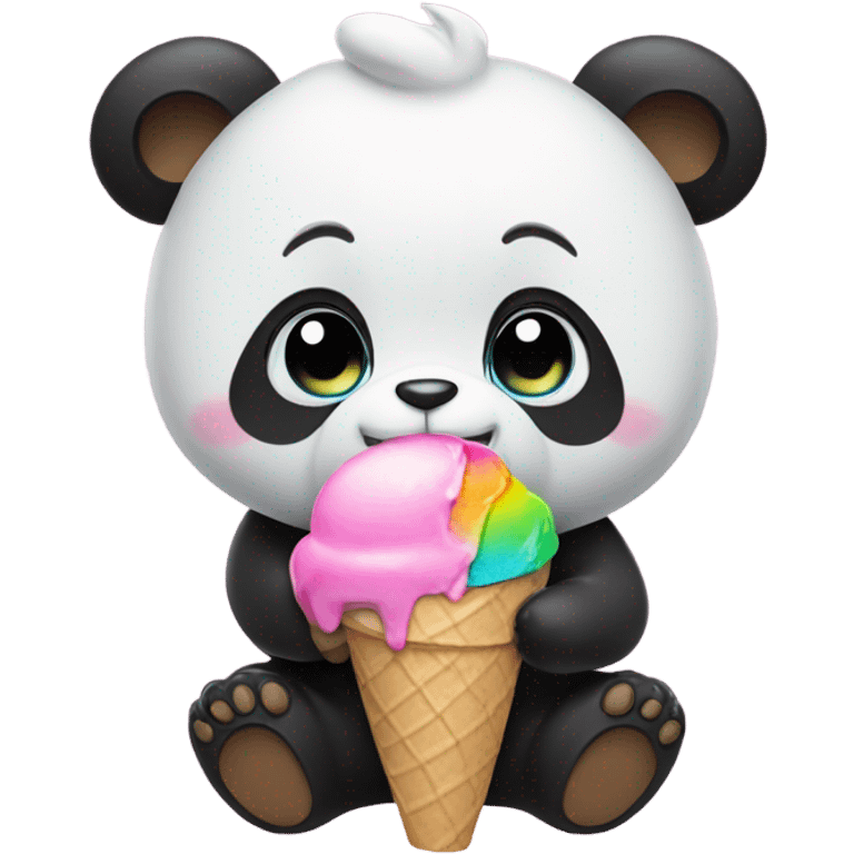 Panda eating ice cream emoji