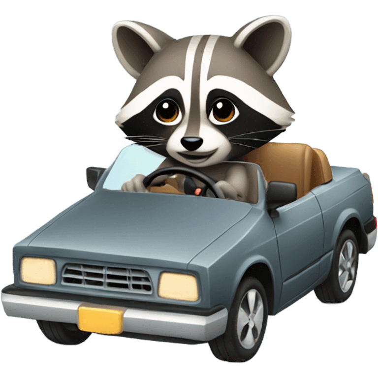 Raccoon driving car emoji