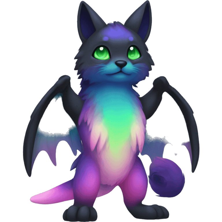 Cute cool black nebula fading green blue purple pink gradient animal hybrid Fakemon full body emoji