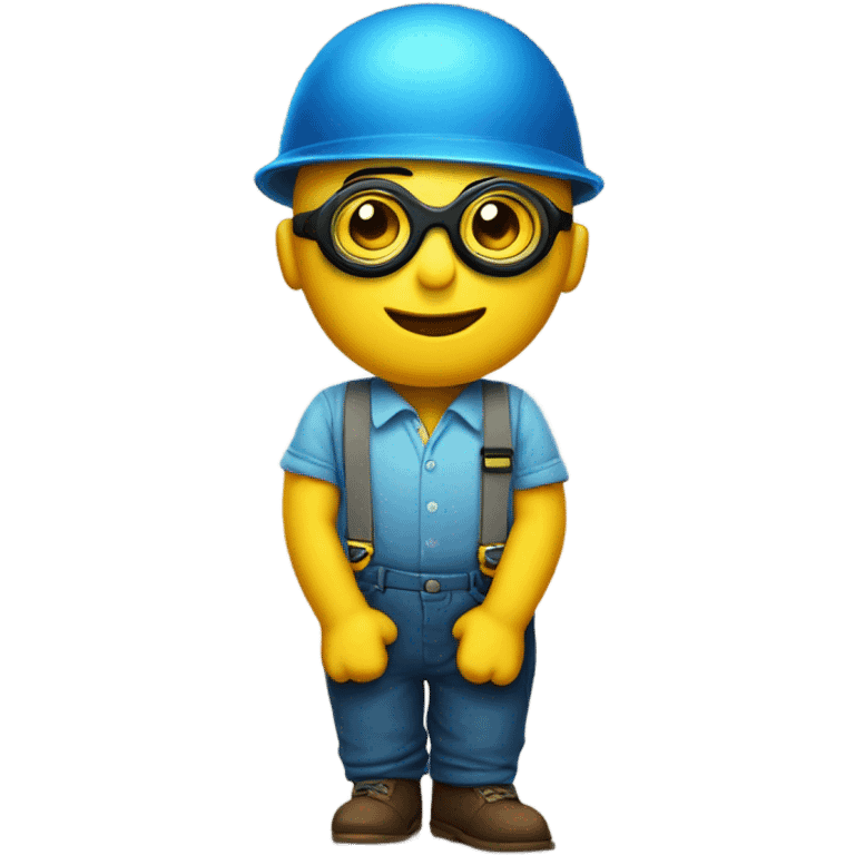 small yellow guy in blue suspenders with goggles in emoji