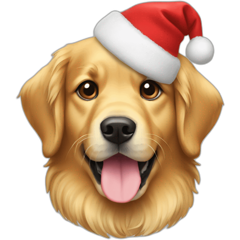 golden retriever with christmas hat emoji