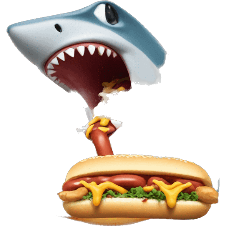 Shark eating hotdog emoji