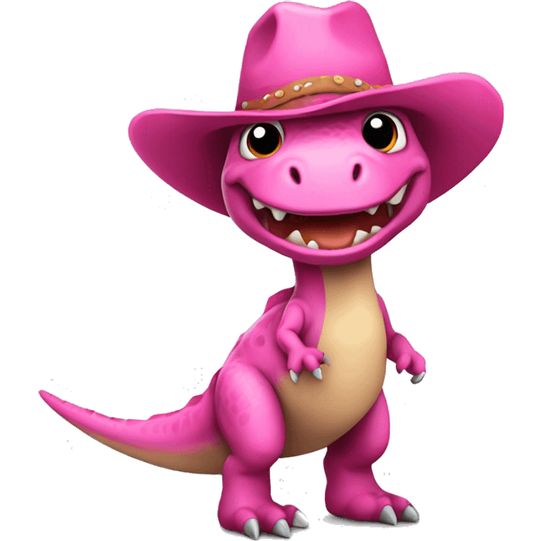 Full body dinosaur wearing pink cowboy hat emoji