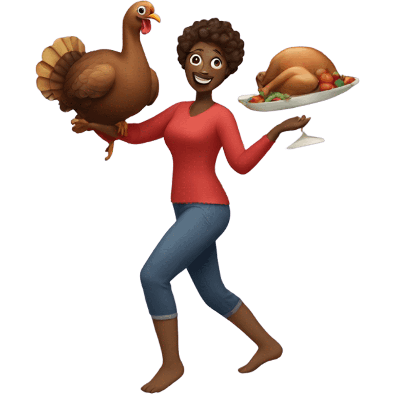 Mom dancing with a turkey emoji