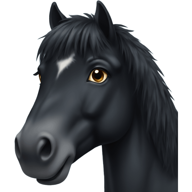 Black horse with fluffy feet emoji