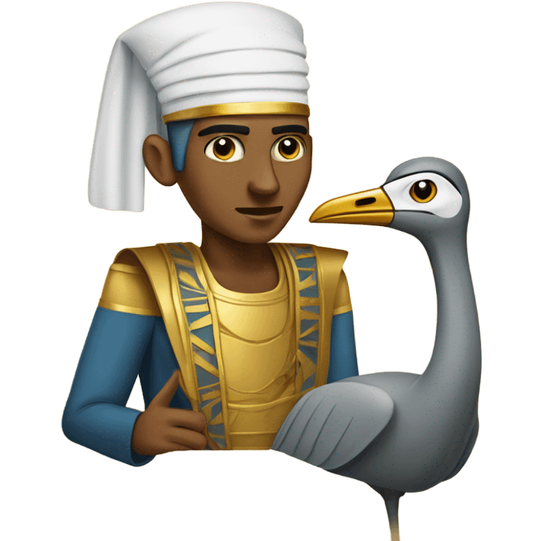 egyptian hieroglyphic of an egyptian man with the head of a crane emoji