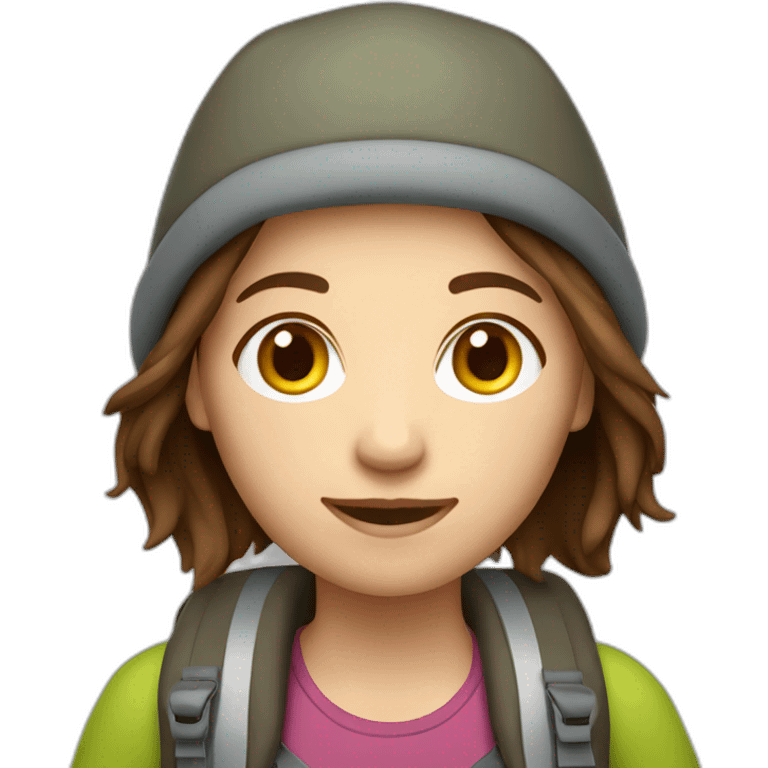 famale Backpacker with Brown hair emoji