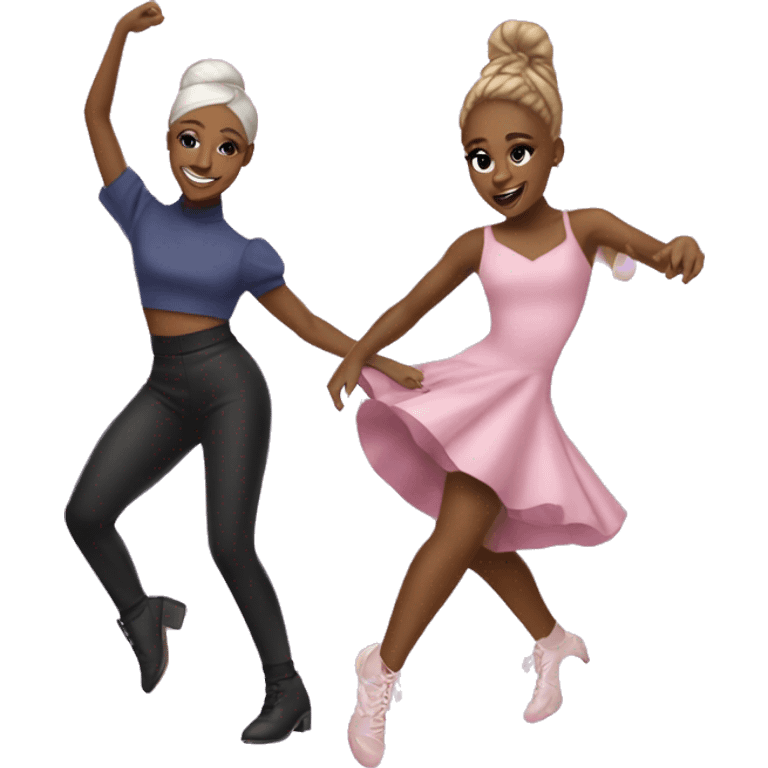 Cynthia Erivo and Ariana grande dancing through life emoji