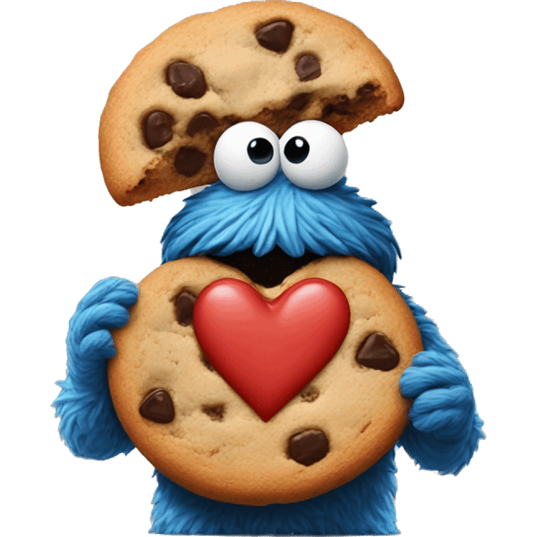 cookie monster with a heart emoji