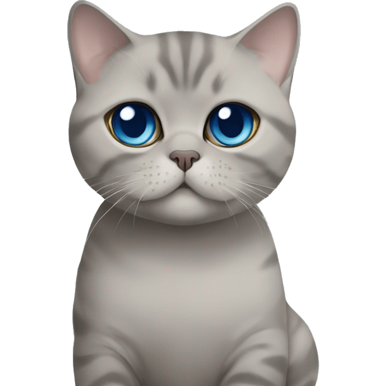 Beige British shorthair blue eyes cuddling with a grey Scottish fold  emoji