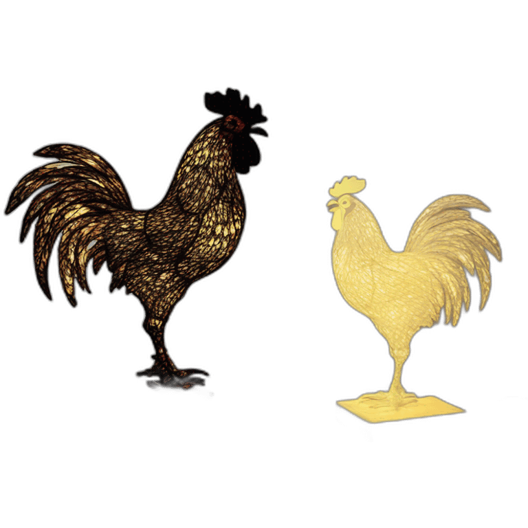 Rooster sculpture art lamp led fractal emoji