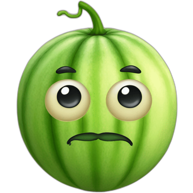 Melon with big eyes and a moustache emoji