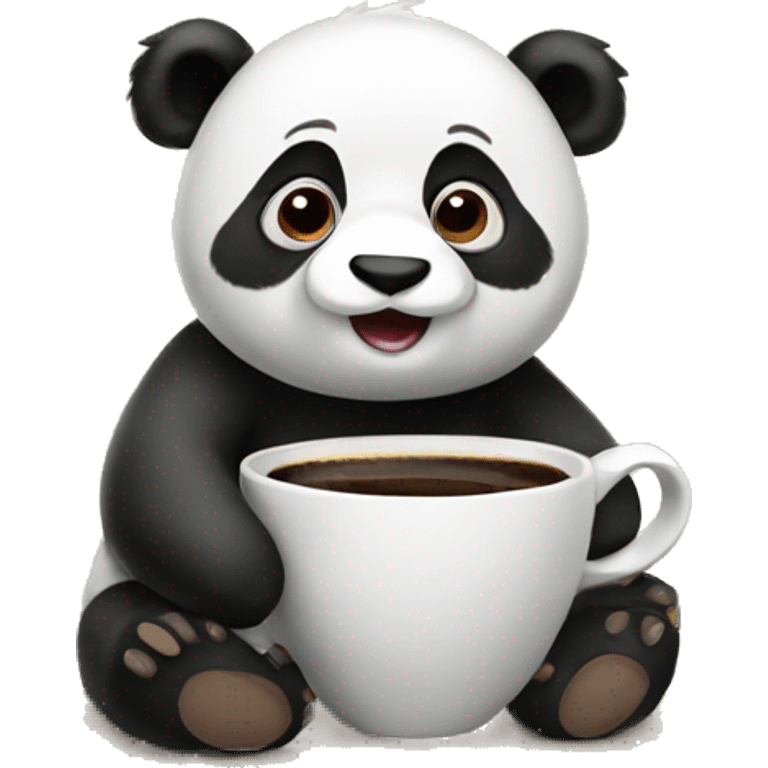 panda with coffee emoji