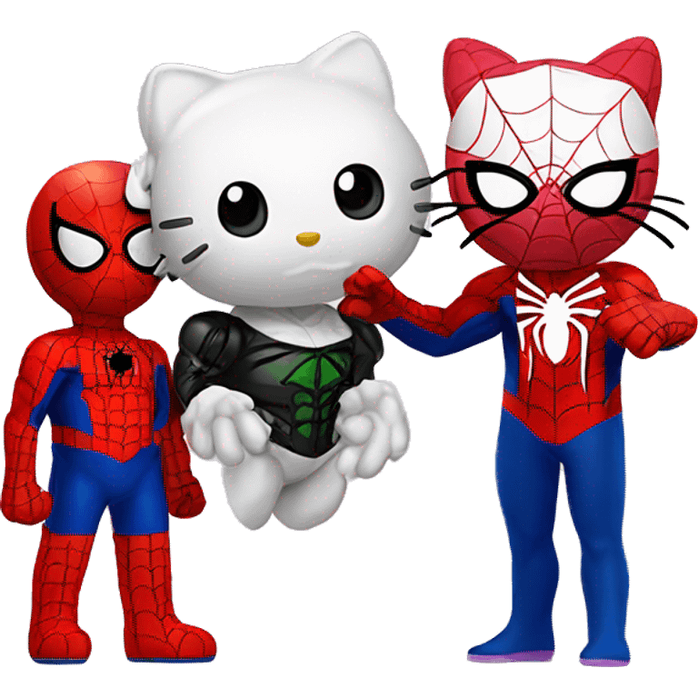 Hello kitty with Spider-Man emoji