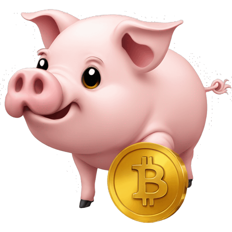 pig holding up bitcoin sign emoji