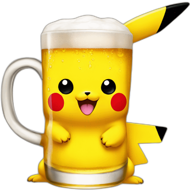 Pikachu drink beer emoji