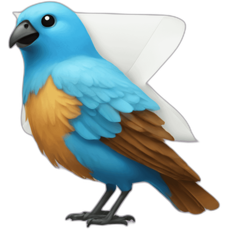 Twitter bird shits on the letter x emoji