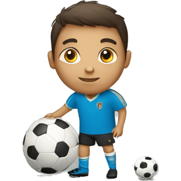 niño con balon de futbol emoji