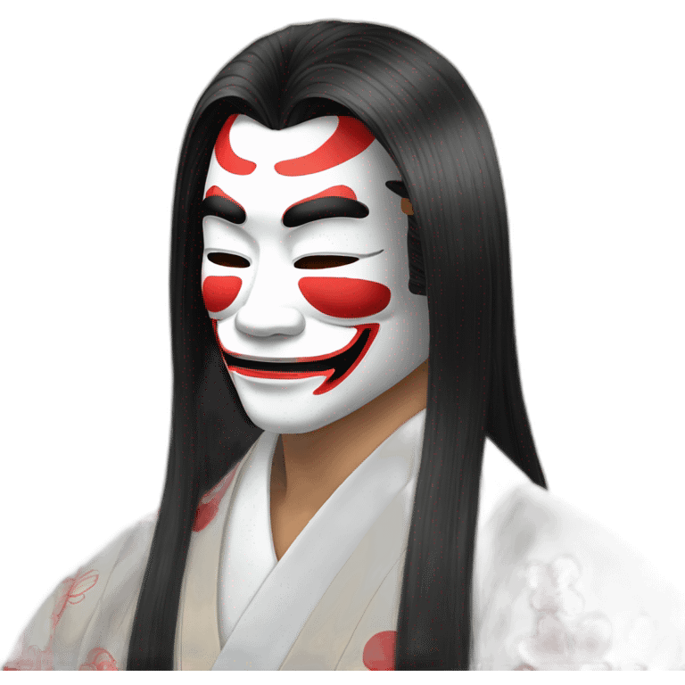 hot-guy-noh-mask-longhair-japanese-kimono emoji