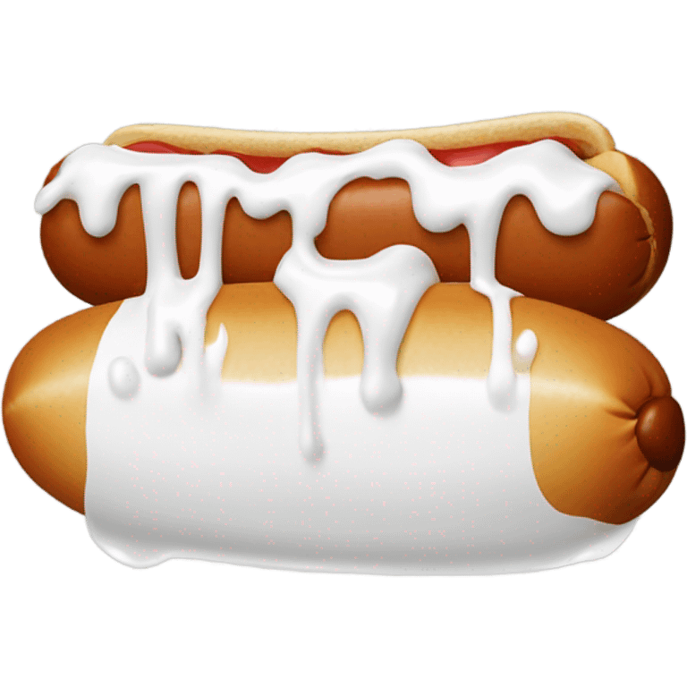 hot dog with no bun with white paint drippi emoji