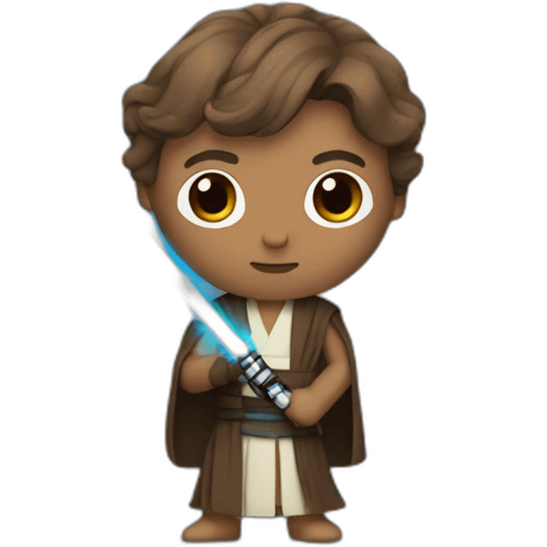 Jedi with blue lightsaber emoji