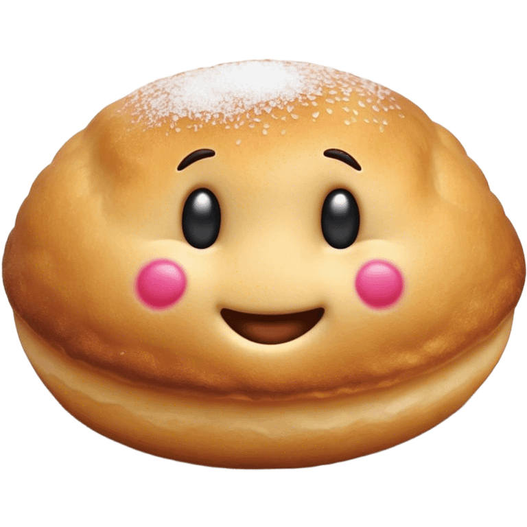 Cinematic Realistic Bu√±uelo Dessert Emoji, showcasing a fluffy, deep-fried dough ball dusted with sugar rendered with lifelike textures and warm, festive lighting. emoji