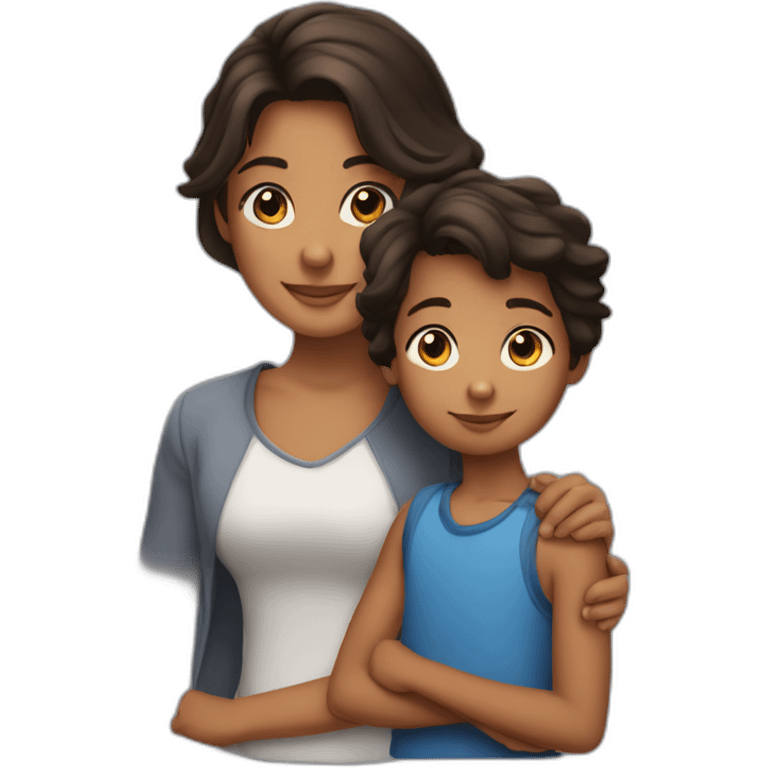 The brune girl with young boy emoji