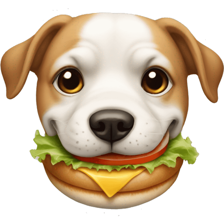 Un chien qui mange un burger emoji